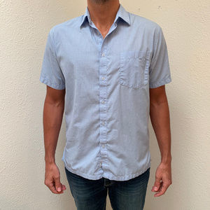 Men's Blue & White Checkered Button Down Shirt